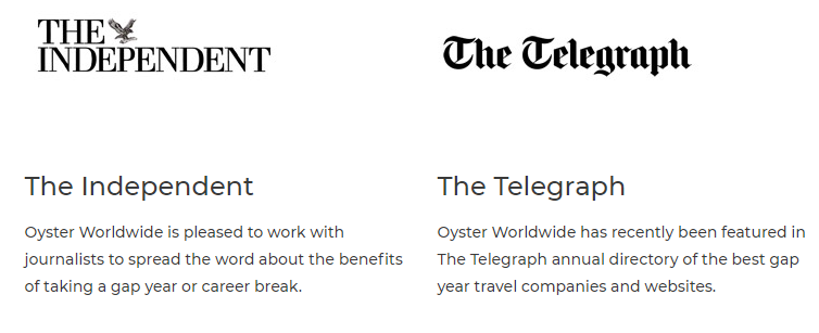 INDEPENDENT The Tetegraph The Independent The Telegraph Oyster Worldwide is pleased to work with Oyster Worldwide has recently been featured in Journalists to spread the word about the benefits The Telegraph annual directory of the best gap of taking a gap year or career break. year travel companies and websites. 